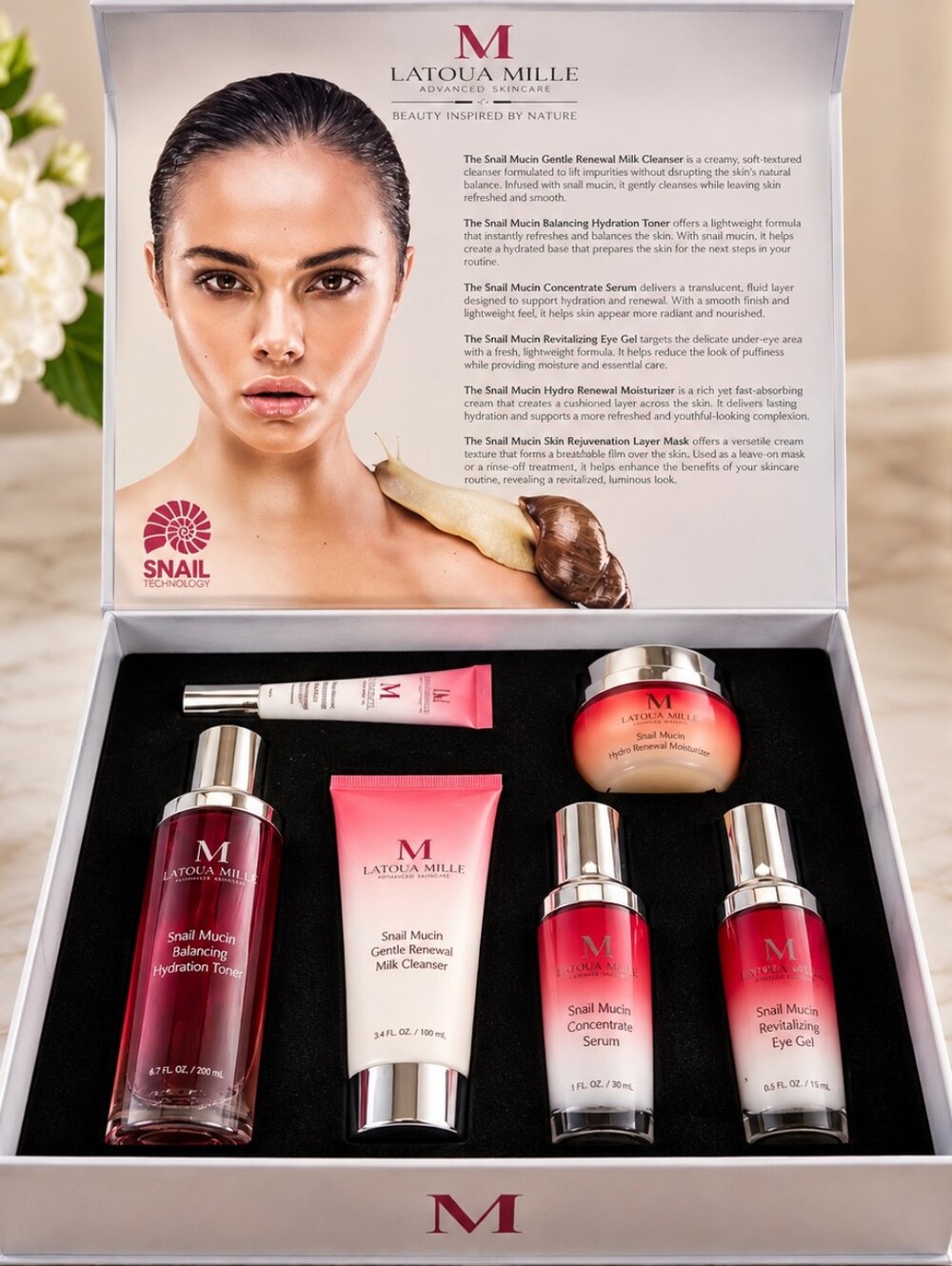 NEW Luxury Snail Mucin Skincare Gift Set | Látoüa Mille 6-Pc Collection